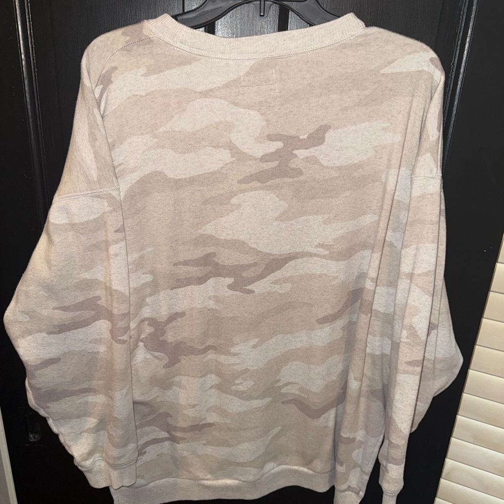 American Eagle Outfitters Beige Camo Crewneck Sweater- Oversized fit - Picture 3 of 4